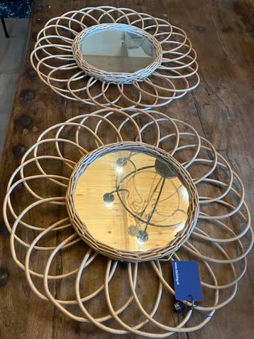 2x HK-Living Spiegels met Rotan Lijst - Nieuw! beschikbaar voor biedingen