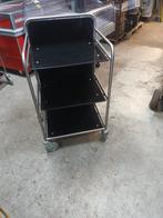 Trolley op 4 zwenkwielen met zwart nylon werkblad, Ophalen, Gebruikt, Zwart, Minder dan 100 cm