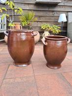 Hele grote bruine Keulse potten, 46 en 39 cm hoog!, Ophalen