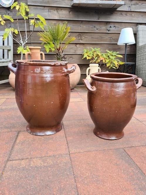 Hele grote bruine Keulse potten, 46 en 39 cm hoog!, Antiek en Kunst, Antiek | Keramiek en Aardewerk, Ophalen