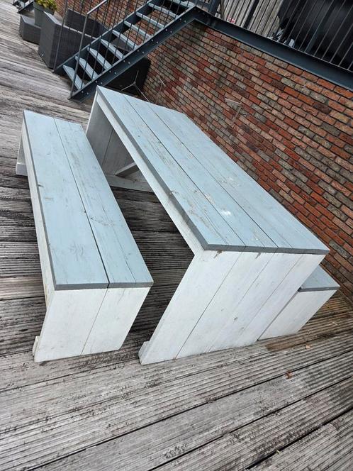 Picknicktafel    Picknickbank   buitentafel met banken, Tuin en Terras, Tuintafels, Gebruikt, Rechthoekig, Hout, Ophalen