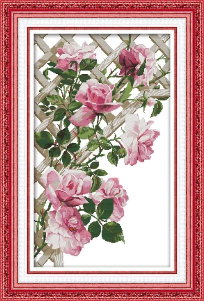 # Nieuw, compleet borduurpakket; Pink roses #, Hobby en Vrije tijd, Borduren en Borduurmachines, Nieuw, Borduurpakket, Handborduren