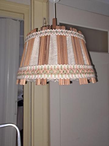 jaren '70 hanglamp jute en hout - heel mooie conditie!! beschikbaar voor biedingen