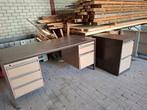 stalen bureau en archiefkast bruin jaren 1960.  Ophalen., Ophalen, Gebruikt, Bureau
