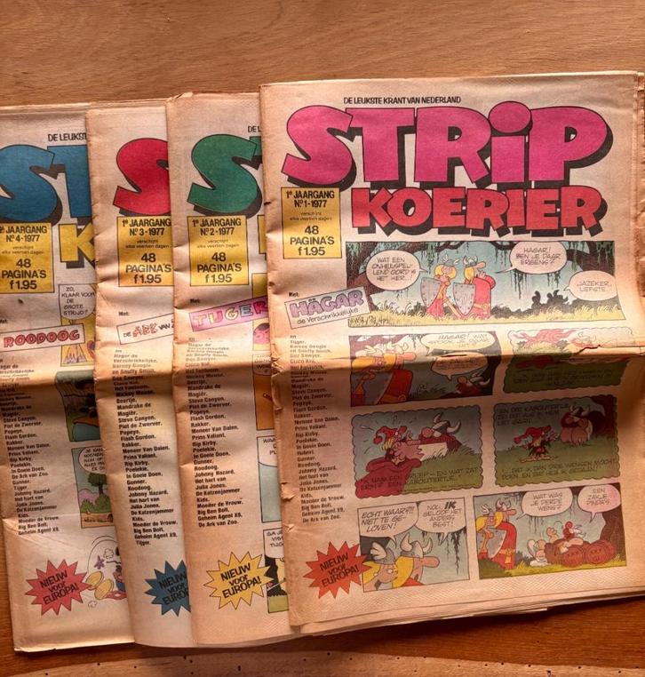 Stripkoerier - de eerste 8 edities uit 1977, Verzamelen, Tijdschriften, Kranten en Knipsels, Krant, Nederland, 1960 tot 1980, Ophalen of Verzenden