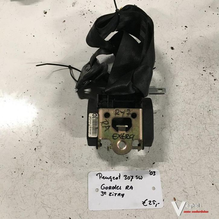 Peugeot 307 SW 2003 Gordel Rechtsachter 3 zitrij, Auto-onderdelen, Interieur en Bekleding, Gebruikt, Ophalen of Verzenden