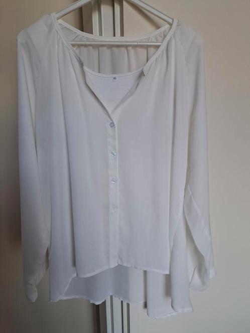 Schitterende licht transparante blouse met top. Mt. XL  wit., Kleding | Dames, Blouses en Tunieken, Zo goed als nieuw, Maat 46/48 (XL) of groter
