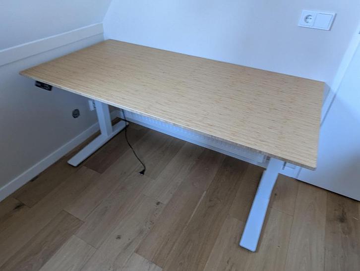 Bamboe bureaublad van Flexispot E7 Pro, Huis en Inrichting, Bureaus, Zo goed als nieuw, Bureau, Ophalen