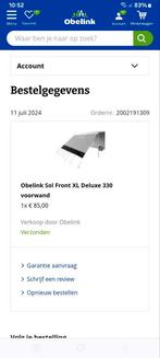 Obelink Sol Front XL Deluxe 330 Voorwand - Schaduwscherm, Caravans en Kamperen, Ophalen, Zo goed als nieuw