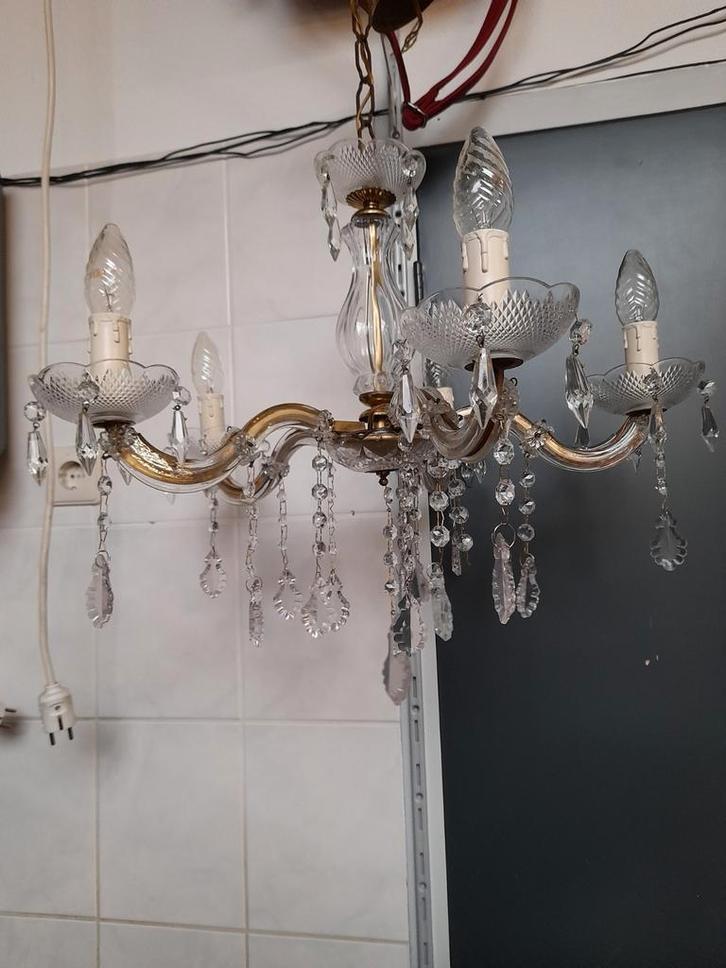 ADV 22 Antieke kristallen kroon luchter, Antiek en Kunst, Antiek | Lampen, Ophalen of Verzenden