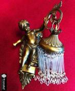 Wandlamp antiek barok engel beeld brons - kristal - staafjes