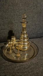 Oud Glazen Borrelsetje met Karaf, Antiek en Kunst, Antiek | Glas en Kristal, Ophalen of Verzenden