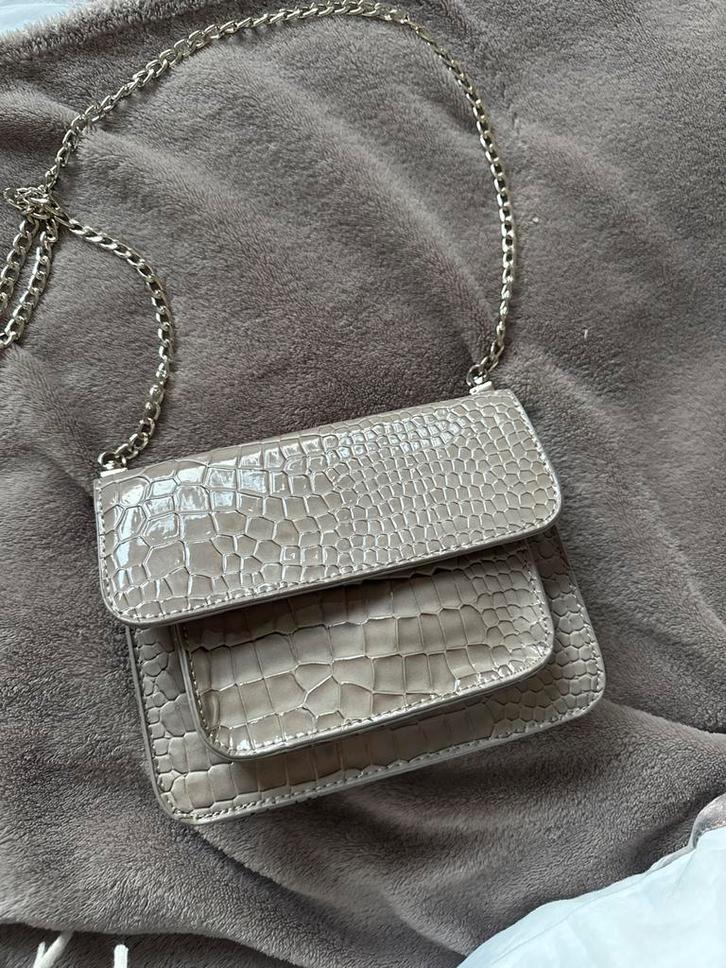 Lichtgrijze Croco Tasje, Sieraden, Tassen en Uiterlijk, Tassen | Damestassen, Zo goed als nieuw, Schoudertasje, Grijs, Ophalen of Verzenden