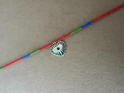 Kralen ketting met evil eye hart bedel ibiza hippie oogje, Sieraden, Tassen en Uiterlijk, Kettingen, Nieuw, Overige materialen