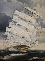 Schilderij Avd Jeele boot, Verzamelen, Scheepvaart, Ophalen of Verzenden, Zo goed als nieuw, Motorboot, Kaart, Foto of Prent