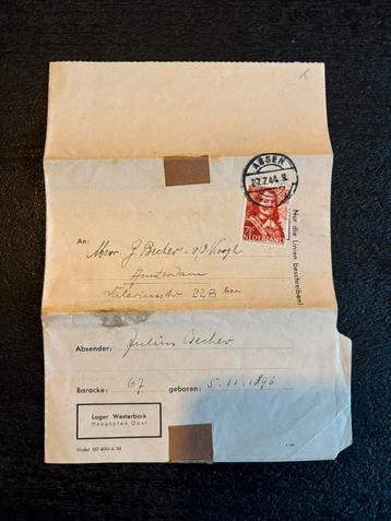 Zeldzaam Ww2 Lager Westerbork Hooghalen Oost Assen brief beschikbaar voor biedingen