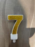 Kaars gouden 7, Hobby en Vrije tijd, Taarten en Cupcakes maken, Ophalen of Verzenden, Zo goed als nieuw, Taarten of Cupcakes, Versiering