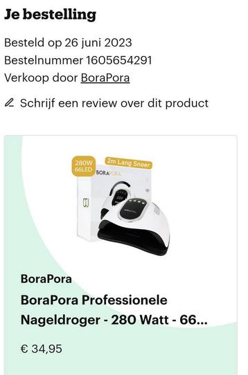 Bora Pora 280 watt nageldroger beschikbaar voor biedingen