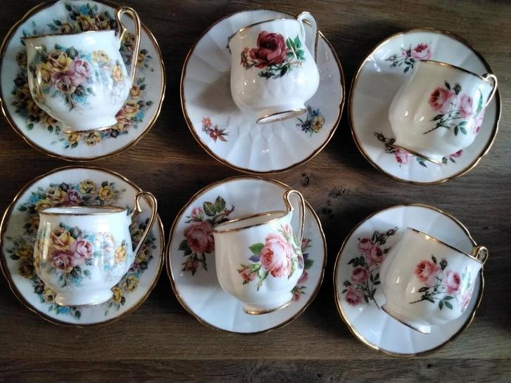Royal Priory Dale kop en schotels - set van 6, Antiek en Kunst, Antiek | Servies los, Ophalen