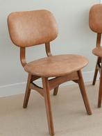 2 vintage stoelen - skai - hout - midcentury, Ophalen, Gebruikt, Hout, Twee