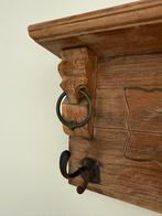 Vintage Houten Wandkapstok met Spiegel, Gebruikt, Minder dan 100 cm, Hout, Ophalen