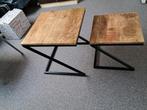 Houten bijzettafels met metalen frame, Huis en Inrichting, Tafels | Salontafels, Ophalen, 50 tot 100 cm, 50 tot 100 cm, Minder dan 50 cm