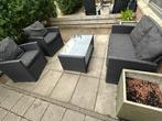 Leuke tuinset met glazen tafelblad, Ophalen, Gebruikt, Aluminium, 4 zitplaatsen
