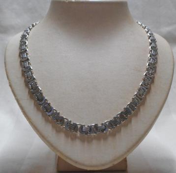 Zilveren platte koningsschakel ketting nr.454 beschikbaar voor biedingen