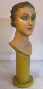 originele mannequin buste art deco vrouw in gips, Antiek en Kunst, Verzenden