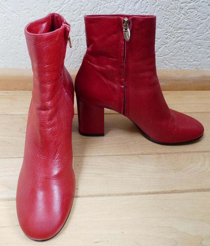 Noë enkellaarzen maat 41 rood echt leer ronde neuzen blokhak, Kleding | Dames, Schoenen, Zo goed als nieuw, Lage of Enkellaarzen