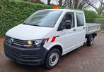 VW Transporter T6 Pick Up Dubbel cabine open laadbak, Auto's, Zwart, Wit, Bedrijf, 6 stoelen