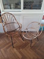 Twee vintage Rohe rotan stoeltjes, Huis en Inrichting, Stoelen, Ophalen, Gebruikt, Bruin, Twee