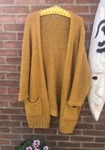 Vintage okergeel wollen vest, lang, mosterdgeel XL, Geel, Maat 46/48 (XL) of groter, Ophalen of Verzenden, Vintage
