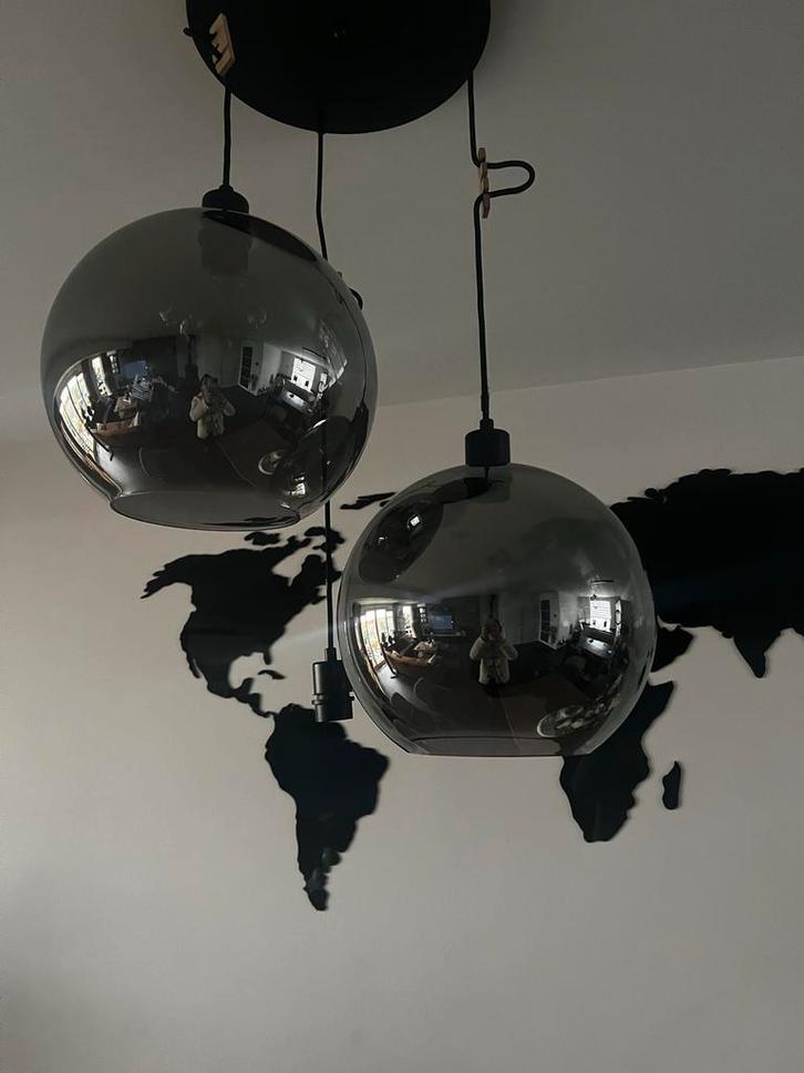 Glazen bollen hanglamp, Huis en Inrichting, Lampen | Hanglampen, Zo goed als nieuw, Minder dan 50 cm, Glas, Ophalen