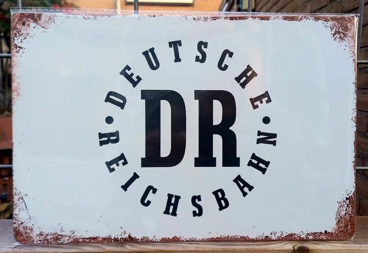 2 metalen borden DR en Gleis 2, Verzamelen, Spoorwegen en Tramwegen, Nieuw, Trein, Overige typen, Ophalen of Verzenden