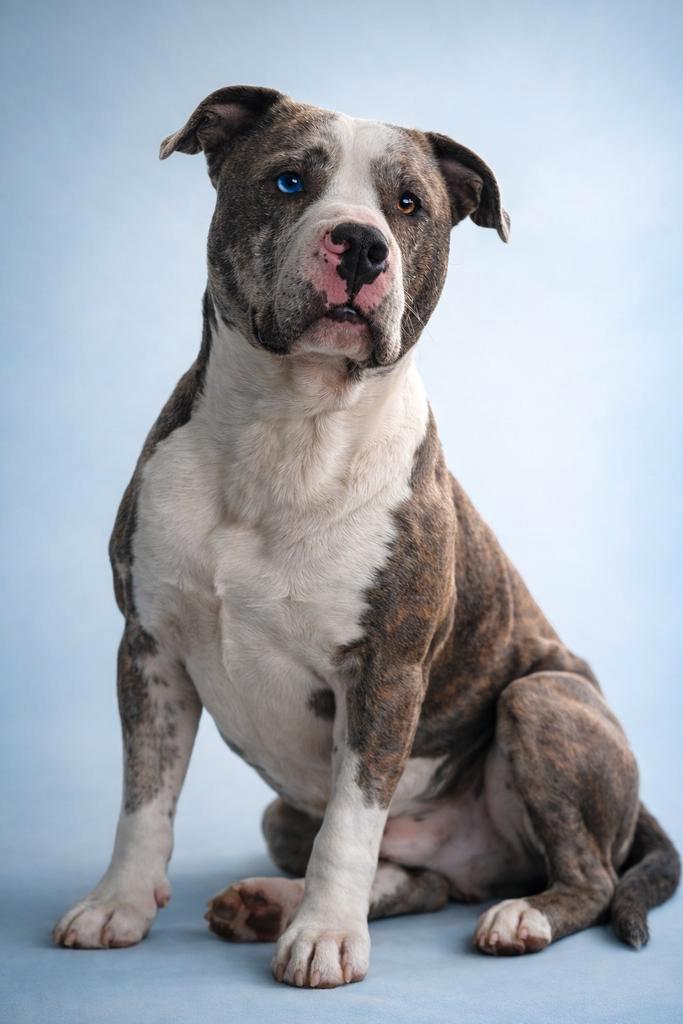 Merle stafford dekreu, 2 kleuren ogen, Dieren en Toebehoren, Honden | Dekreuen, Reu, Particulier, Eén hond, Nederland, 3 tot 5 jaar