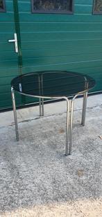 Vintage eettafel bauhaus stij gerooktl glas, Ophalen, Huis en Inrichting