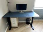 BEKANT bureau zit/sta 160x80  blauw/zwart, Ophalen, Elektrisch, Zo goed als nieuw, Stabureau