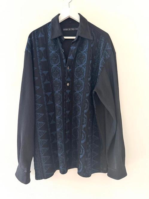 Barba de tres dias blauw zwart overhemd xl mt 3 BCBC, Kleding | Heren, Overhemden, Zo goed als nieuw, Halswijdte 43/44 (XL), Blauw
