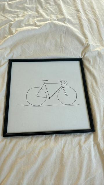Schilderij met minimalistische prent van fiets beschikbaar voor biedingen