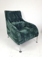 Vintage design fauteuil groene rib diepe zit nieuwe stof, ., 75 tot 100 cm, Ophalen of Verzenden, Zo goed als nieuw