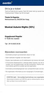 Musical Autumn Nights 2 tickets Theater de Regentes Den Haag, Tickets en Kaartjes, Theater | Musical, Twee personen, Oktober