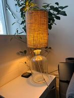 Glass tabel lamp with brown shade, Ophalen, Gebruikt, 50 tot 75 cm