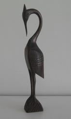 HOUTEN  KRAANVOGEL  IN  EBBENHOUT  -  4123, Antiek en Kunst, Kunst | Niet-Westerse kunst, Ophalen