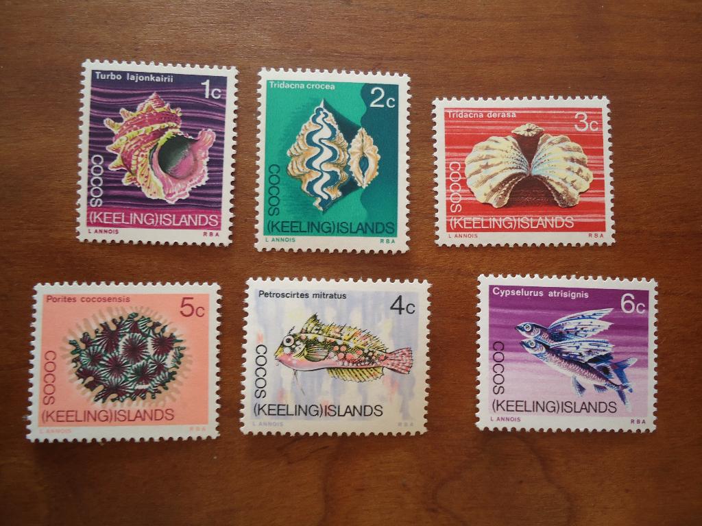 Schelpen vis Austr. Cocos(Keeling) isl 1969, mi. 8-13 pstfrs, Ophalen of Verzenden, Postfris, Dier of Natuur