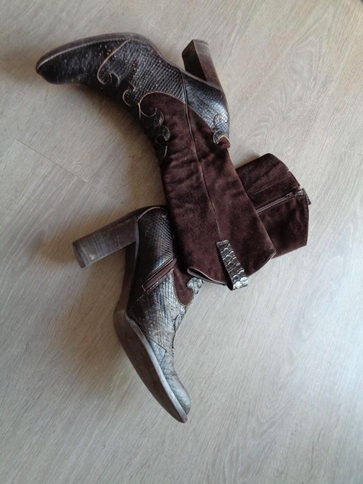 DYVA 100% leren, suède cowboy laarzen, hoge laarzen, 40, Kleding | Dames, Schoenen, Gedragen, Hoge laarzen, Bruin, Verzenden