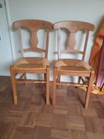 Twee houten stoelen met rieten zitting, Huis en Inrichting, Stoelen, Ophalen, Riet of Rotan, Gebruikt, Twee