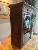 Antieke hang vitrinekast / jachtkast met geslepen glas, Ophalen