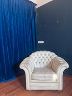 Chesterfield feautuill wit, creme, klassiek, Ophalen, Gebruikt, 75 tot 100 cm, Leer