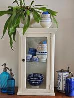 TOP antiek vitrine kastje facet geslepen glas / met licht, Antiek en Kunst, Ophalen